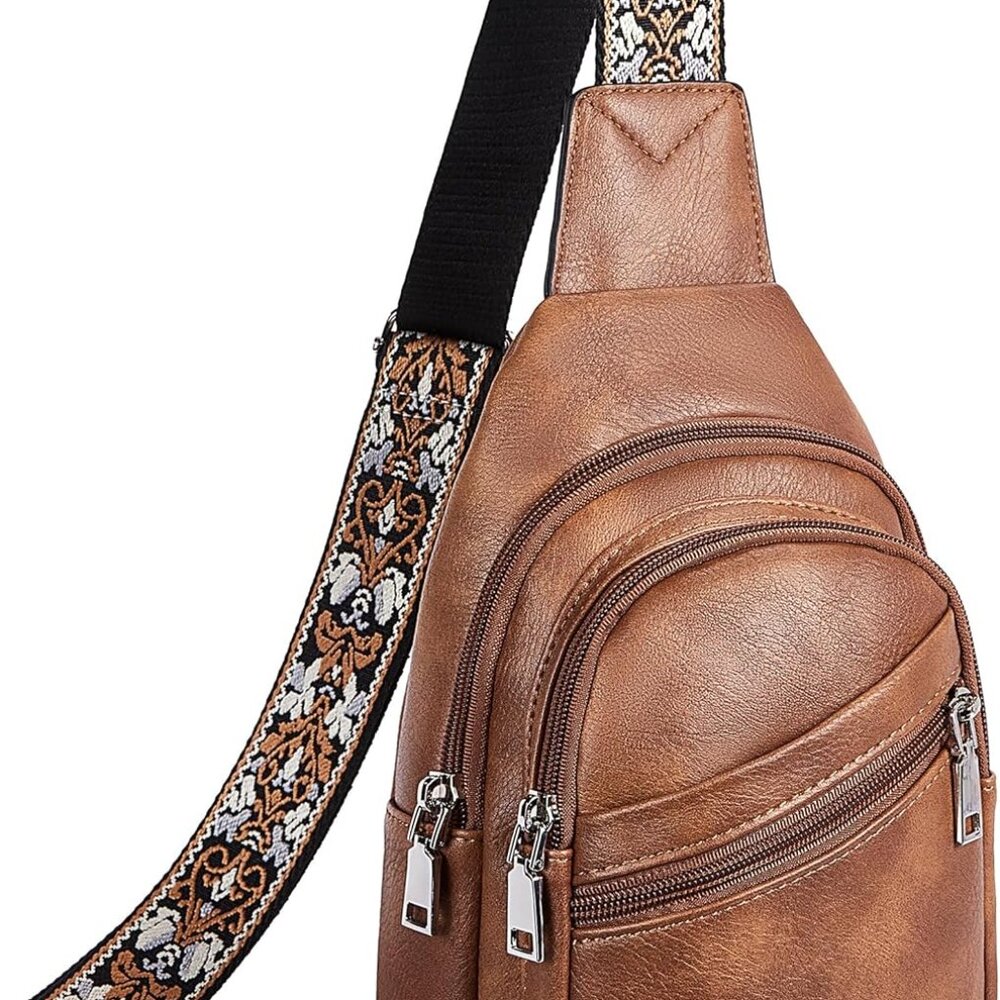 Sling Bag for Women Crossbody Bags Purse for Women Vegan Leather Fanny Pack with